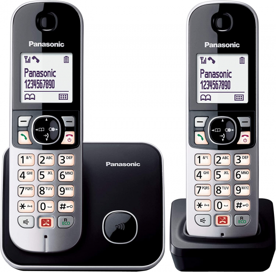Teléfono inalámbrico Dect Panasonic KX-TG6852SPB DUO, negro